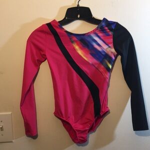 Girl’s Danskin Pink n Black Ling Sleeve Leotard for Dance/Gymnastics. Sz 7/8.